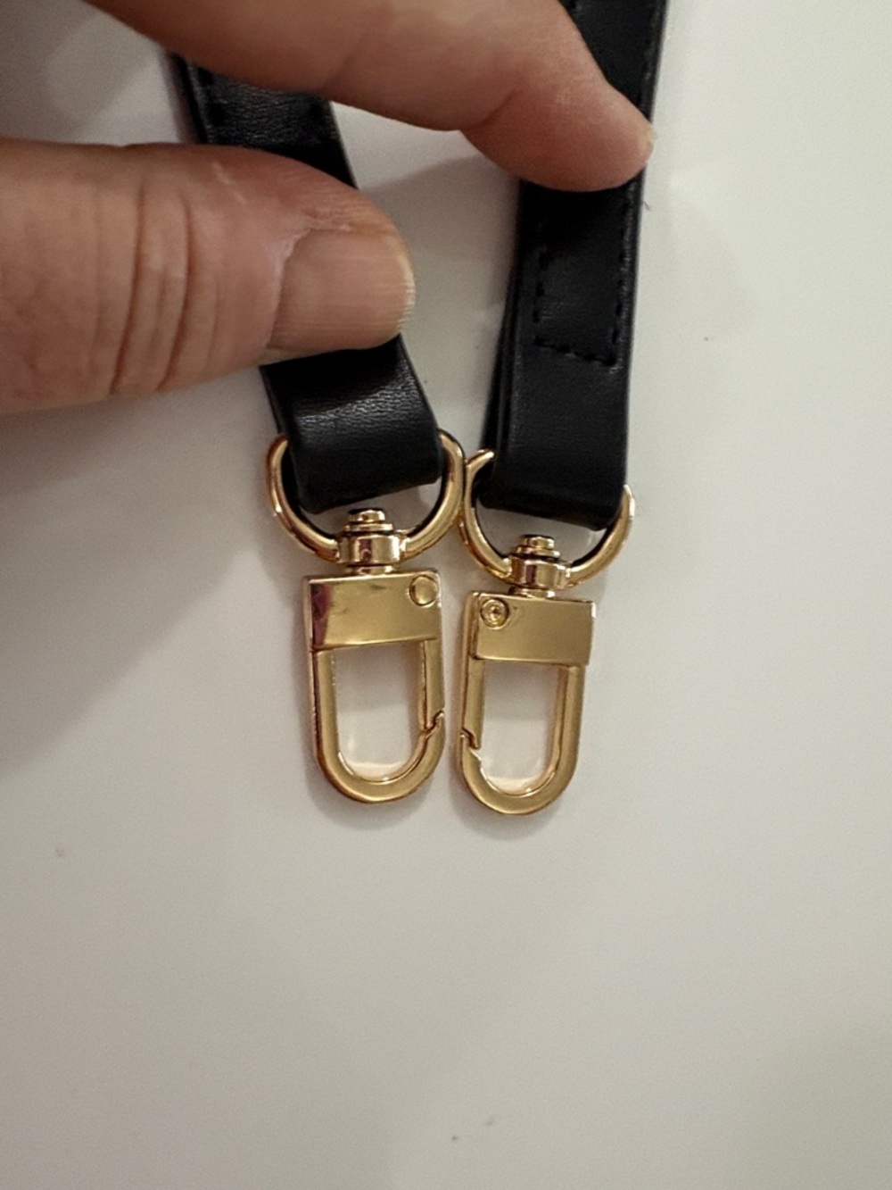 Black Faux Leather Strap with Gold Hardware Replacement Shoulder Strap - Picture 2 of 6